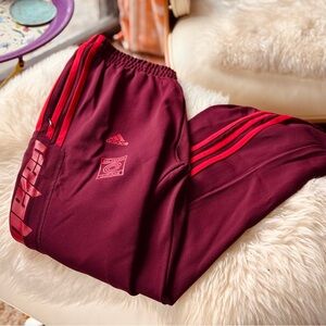 Adidas Yeezy Calabasas Track pant Maroon Joggers with Red Stripes